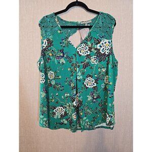 Daniel Rainn Green Floral Sleeveless Blouse